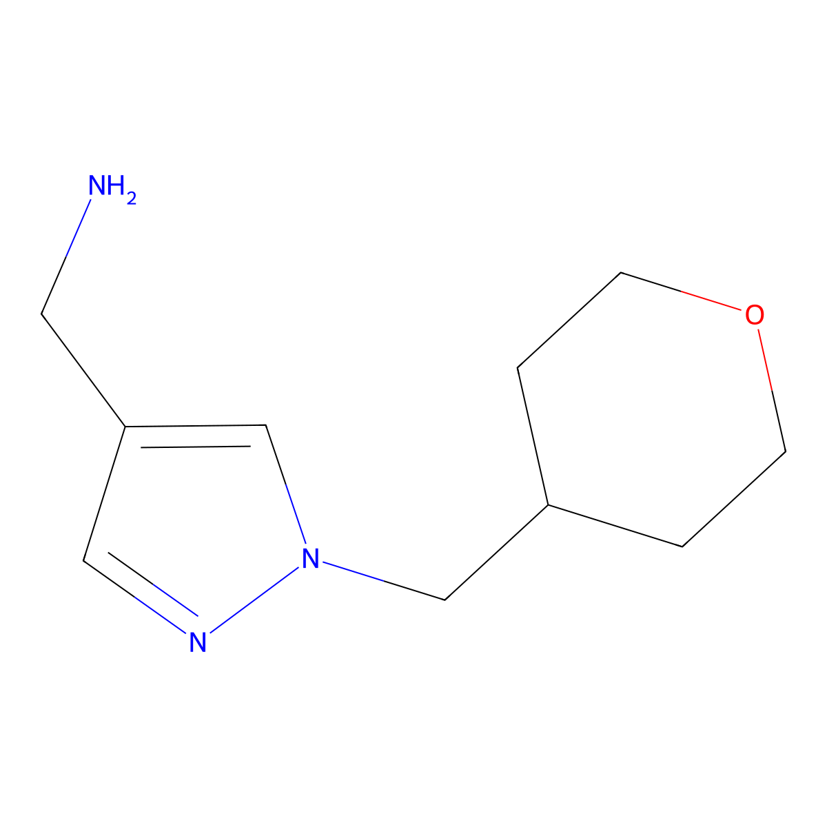 {1-[(oxan-4-yl)methyl]-1H-pyrazol-4-yl}methanamine molecular structure, CAS 1342584-81-9
