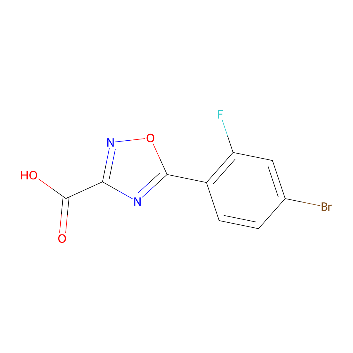 5-(4-Bromo-2-fluorophenyl)-1,2,4-oxadiazole-3-carboxylic acid molecular structure, CAS 1342585-88-9