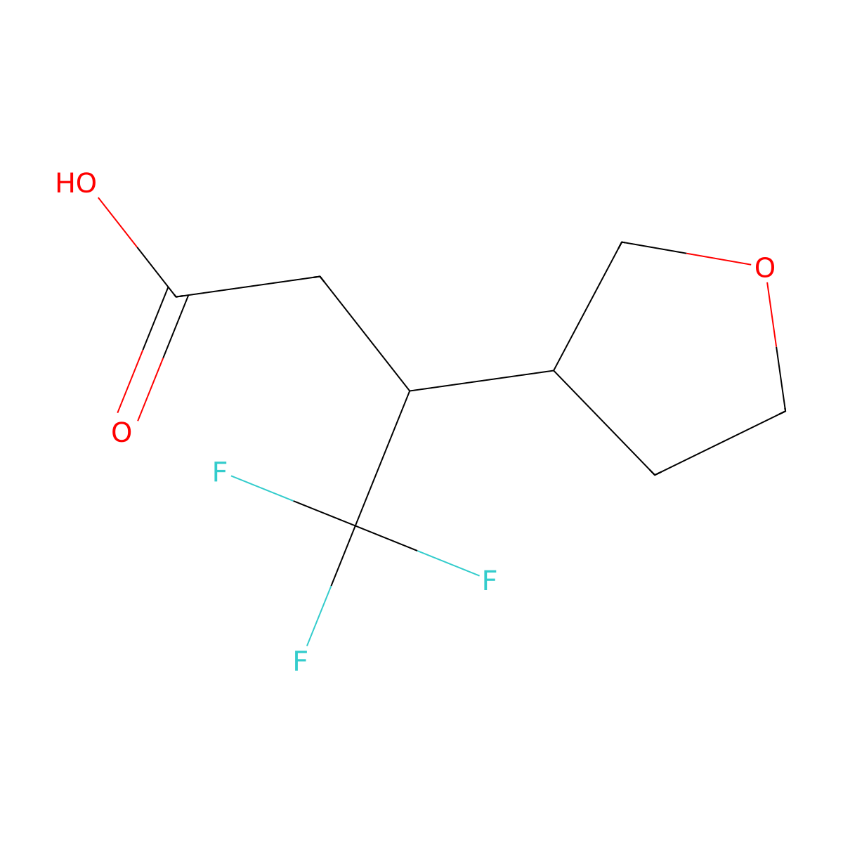 4,4,4-Trifluoro-3-(oxolan-3-yl)butanoic acid molecular structure, CAS 1342587-48-7