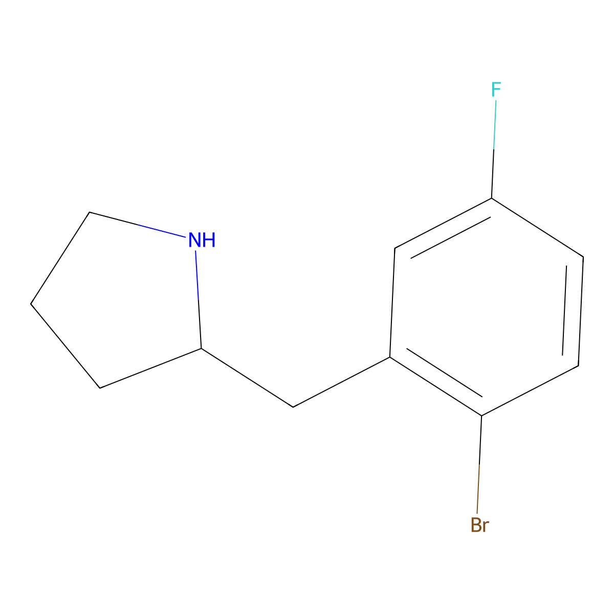 2-(2-Bromo-5-fluorobenzyl)pyrrolidine molecular structure, CAS 1342592-01-1