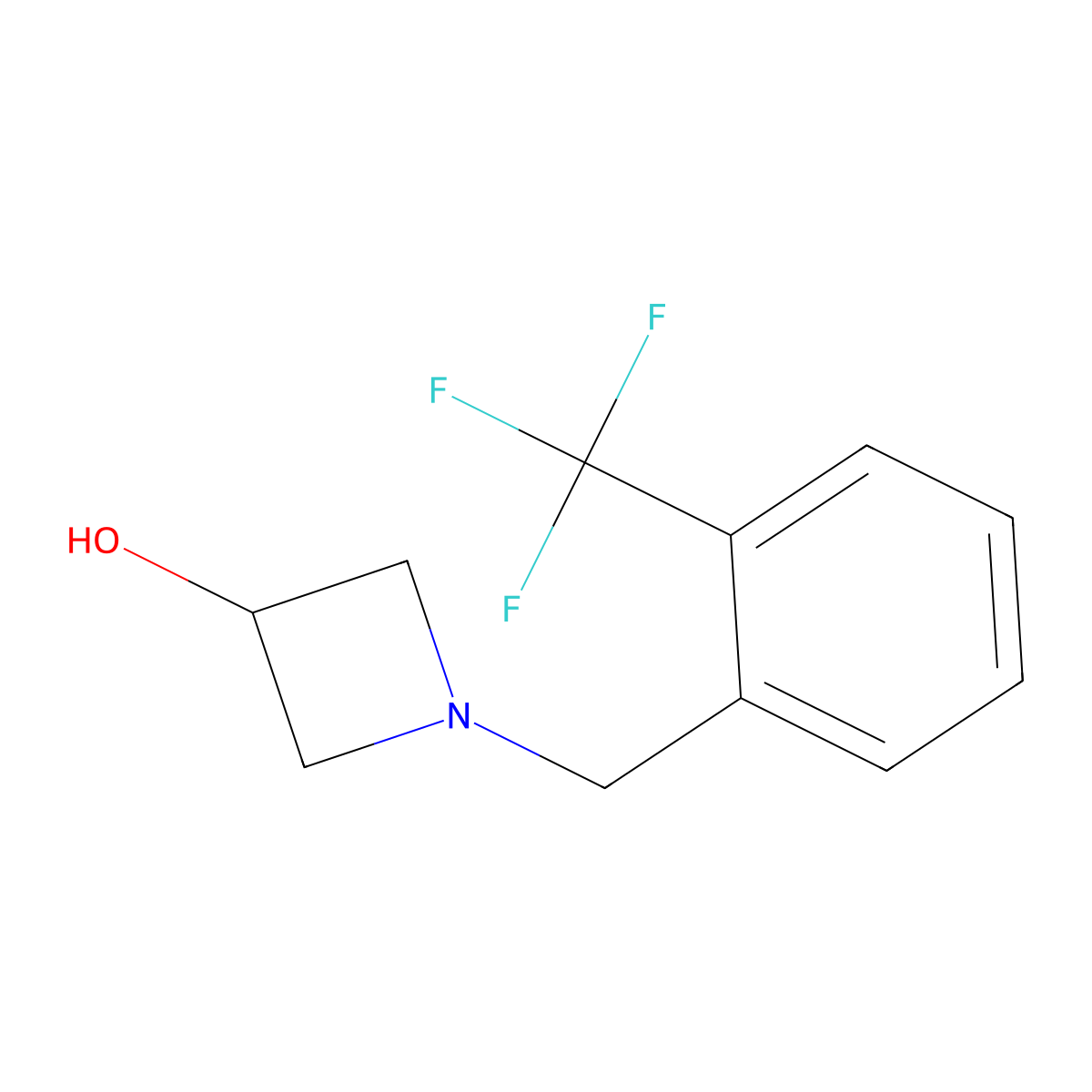 1-{[2-(Trifluoromethyl)phenyl]methyl}azetidin-3-ol molecular structure, CAS 1342598-95-1