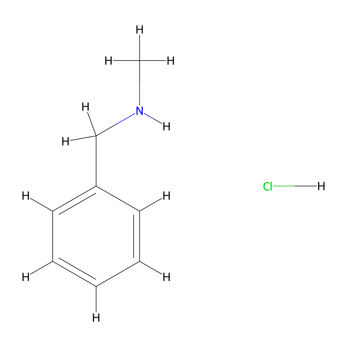 Methylbenzylamine hydrochloride molecular structure, CAS 13426-94-3