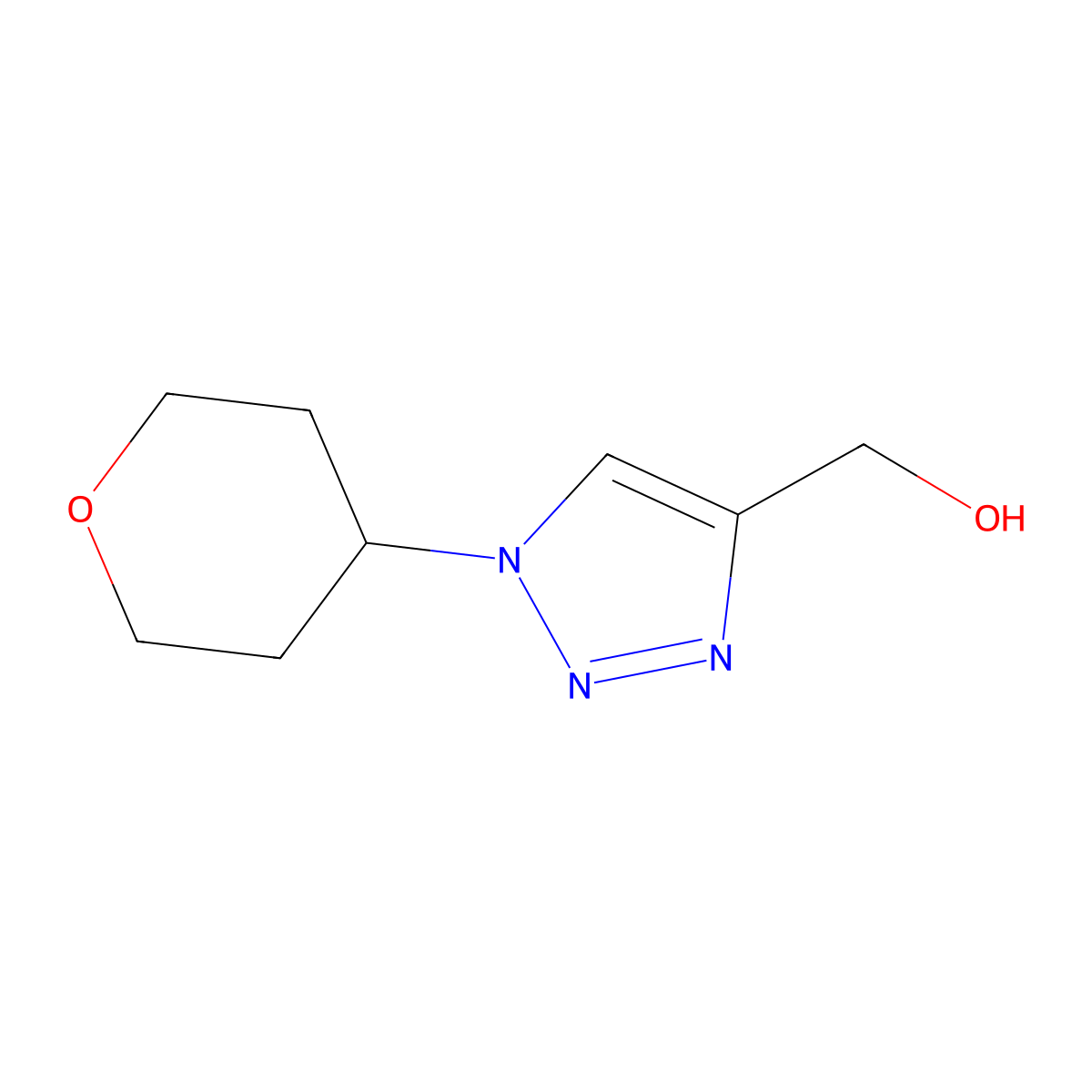 [1-(oxan-4-yl)-1H-1,2,3-triazol-4-yl]methanol molecular structure, CAS 1342600-38-7