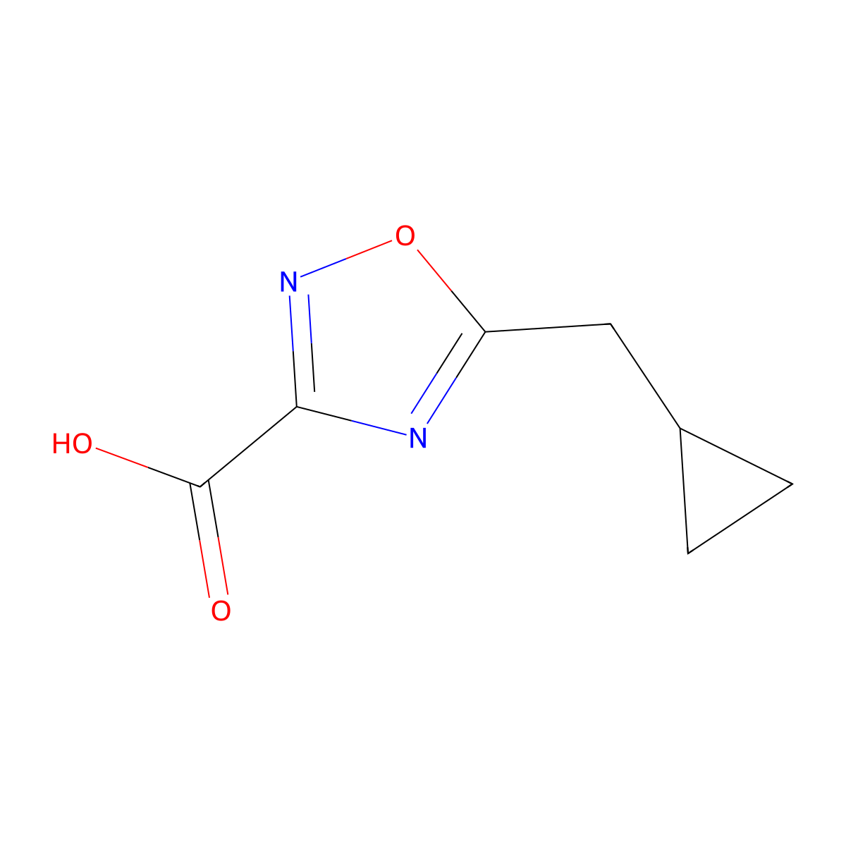 5-(Cyclopropylmethyl)-1,2,4-oxadiazole-3-carboxylic acid molecular structure, CAS 1342601-92-6