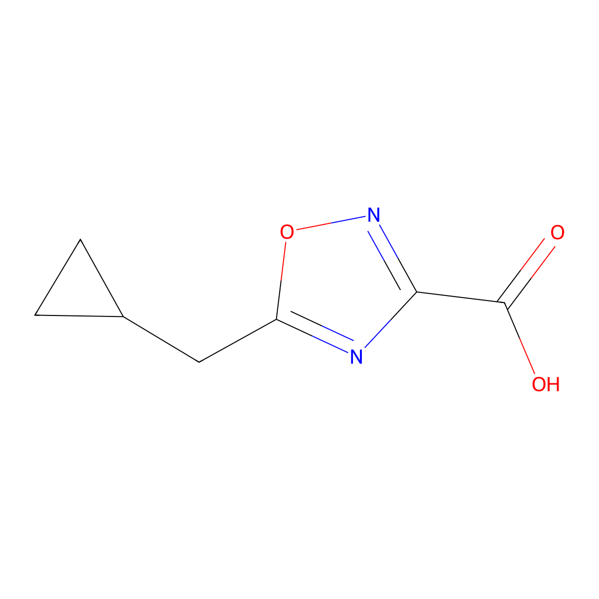 5-(Cyclopropylmethyl)-1,2,4-oxadiazole-3-carboxylic acid molecular structure, CAS 1342601-92-6