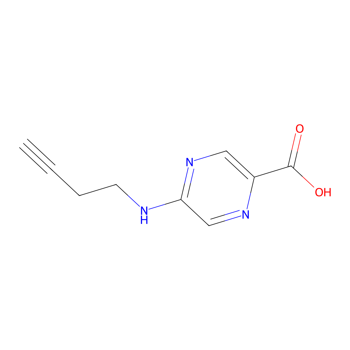 5-[(But-3-YN-1-YL)amino]pyrazine-2-carboxylic acid molecular structure, CAS 1342602-66-7