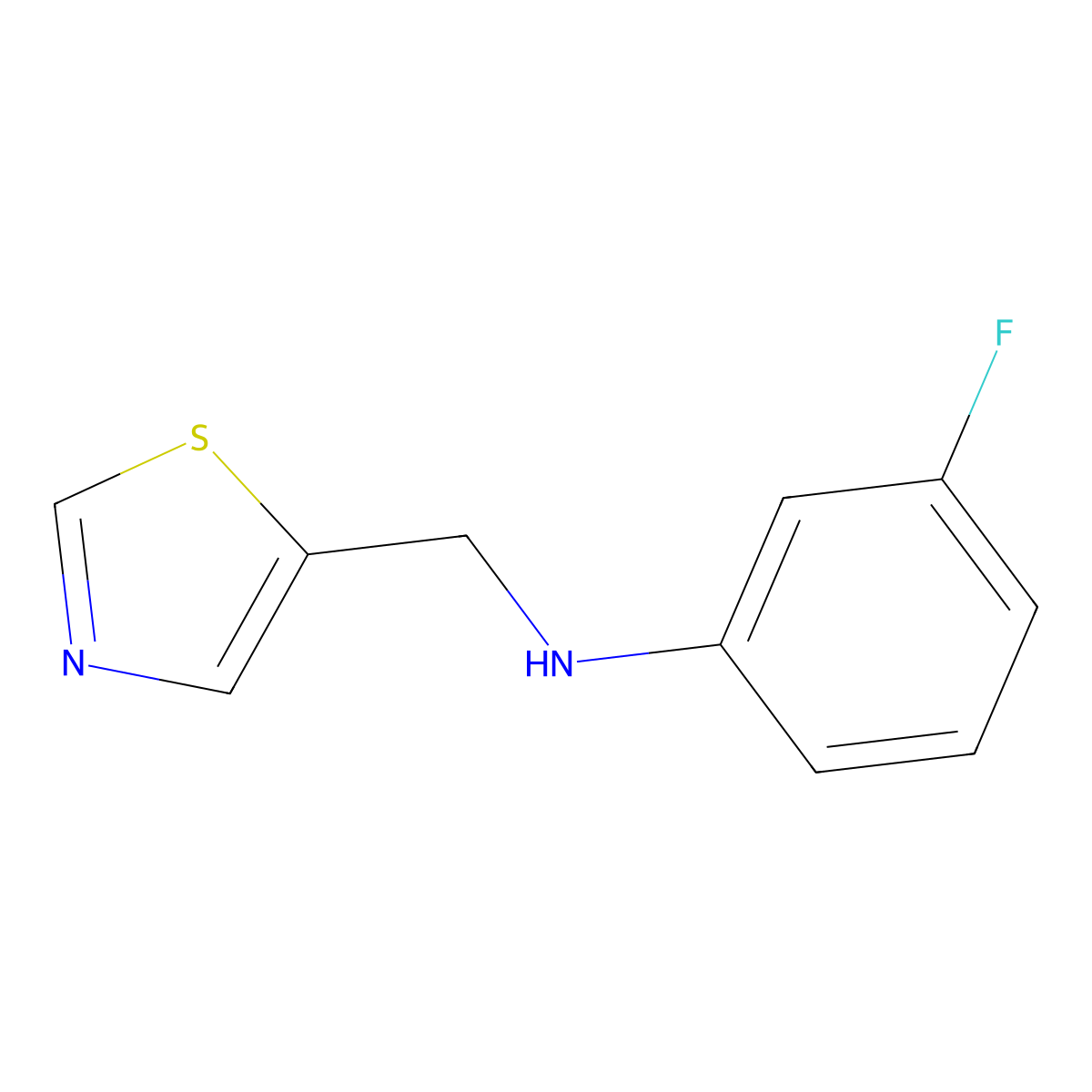 3-fluoro-N-[(1,3-thiazol-5-yl)methyl]aniline molecular structure, CAS 1342604-38-9