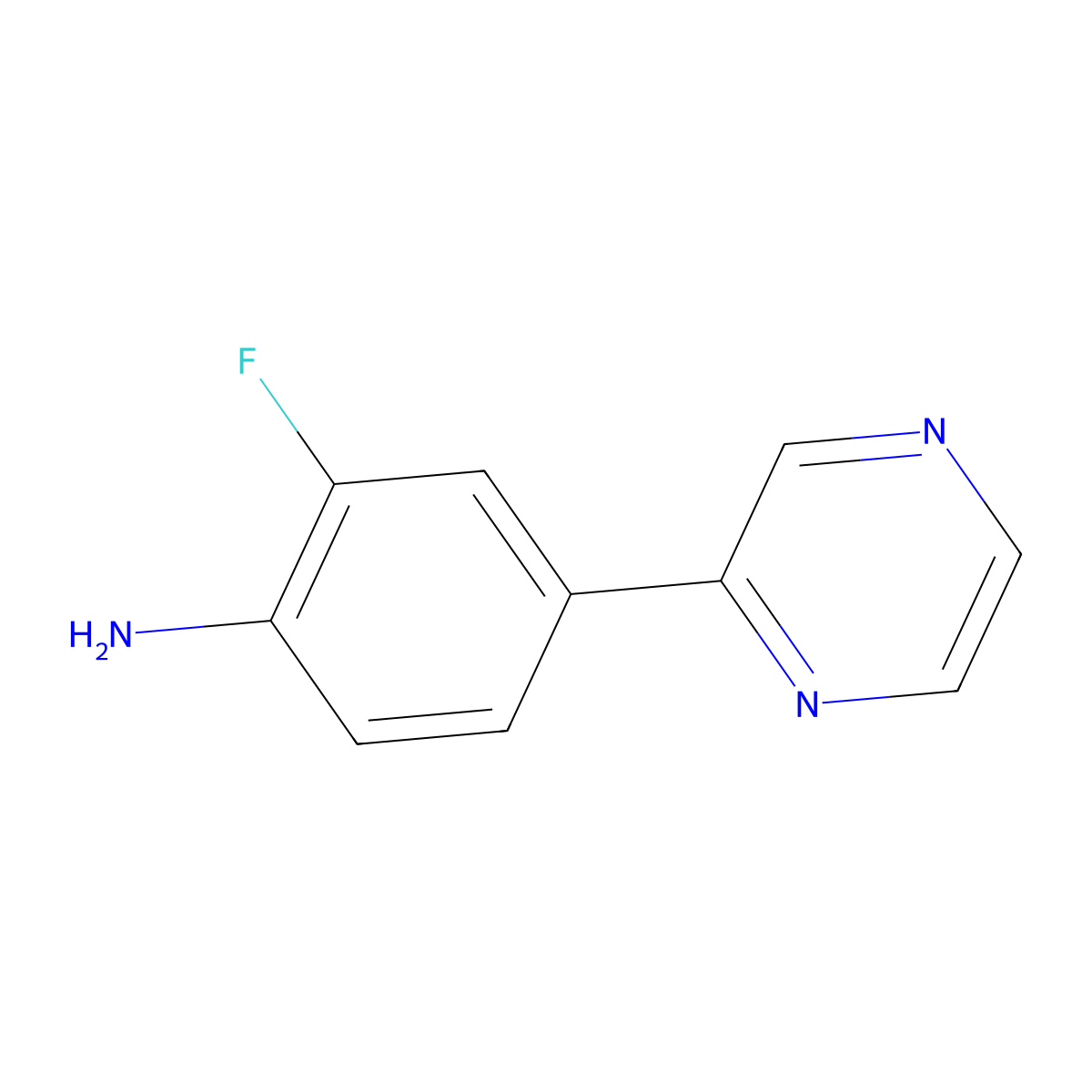 2-Fluoro-4-(pyrazin-2-yl)aniline molecular structure, CAS 1342606-68-1