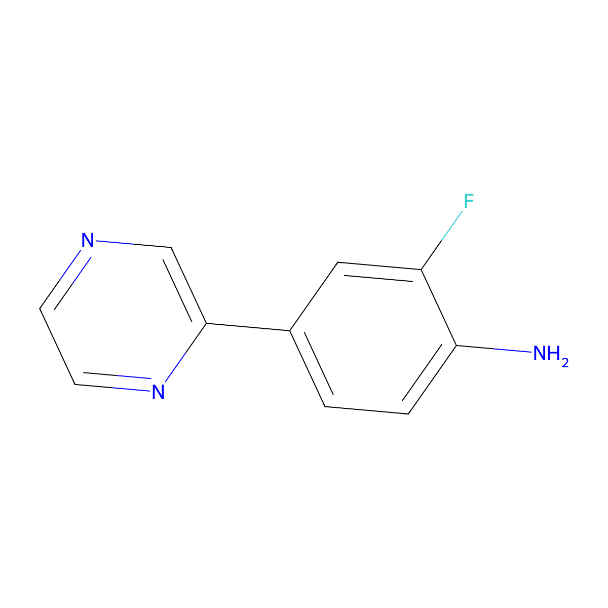 2-Fluoro-4-(pyrazin-2-yl)aniline molecular structure, CAS 1342606-68-1