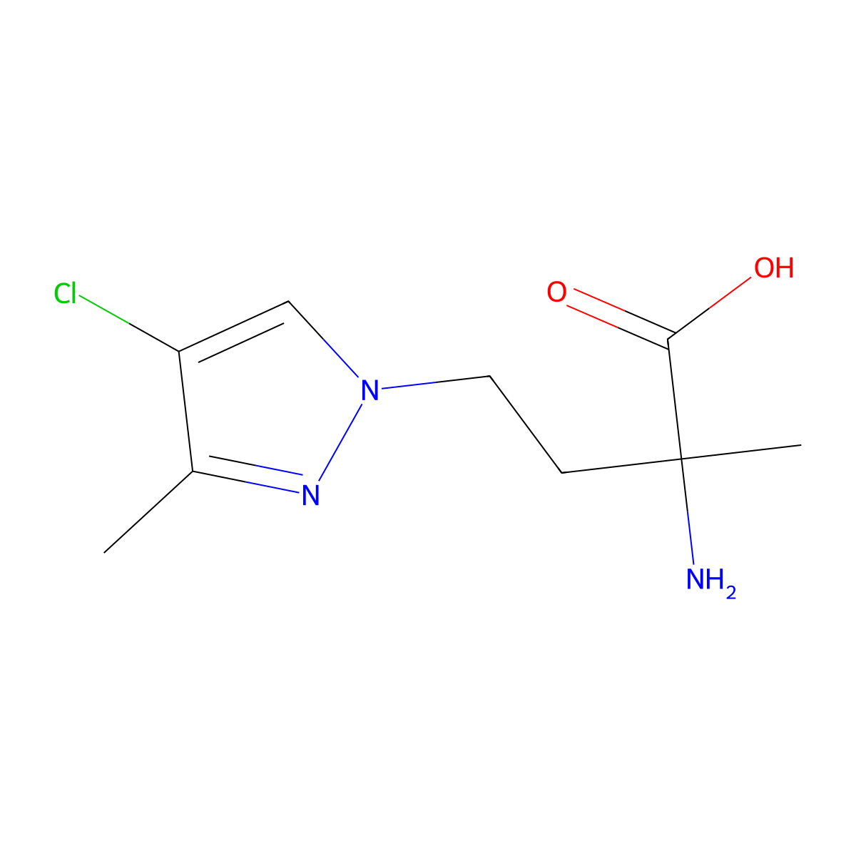 2-Amino-4-(4-chloro-3-methyl-1h-pyrazol-1-yl)-2-methylbutanoic acid molecular structure, CAS 1342607-83-3