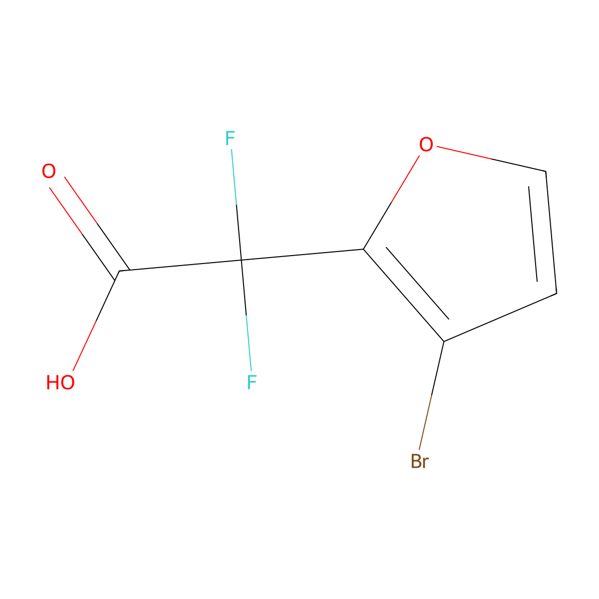 2-(3-Bromofuran-2-yl)-2,2-difluoroacetic acid molecular structure, CAS 1342608-04-1