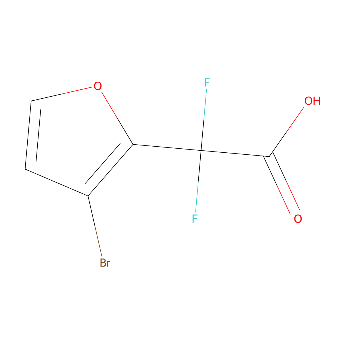 2-(3-Bromofuran-2-yl)-2,2-difluoroacetic acid molecular structure, CAS 1342608-04-1