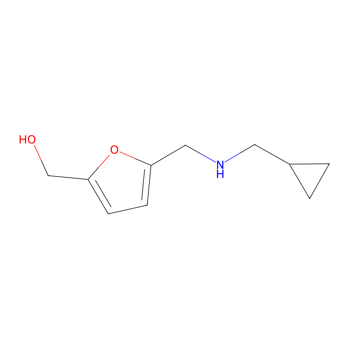 (5-{[(Cyclopropylmethyl)amino]methyl}furan-2-yl)methanol molecular structure, CAS 1342608-23-4