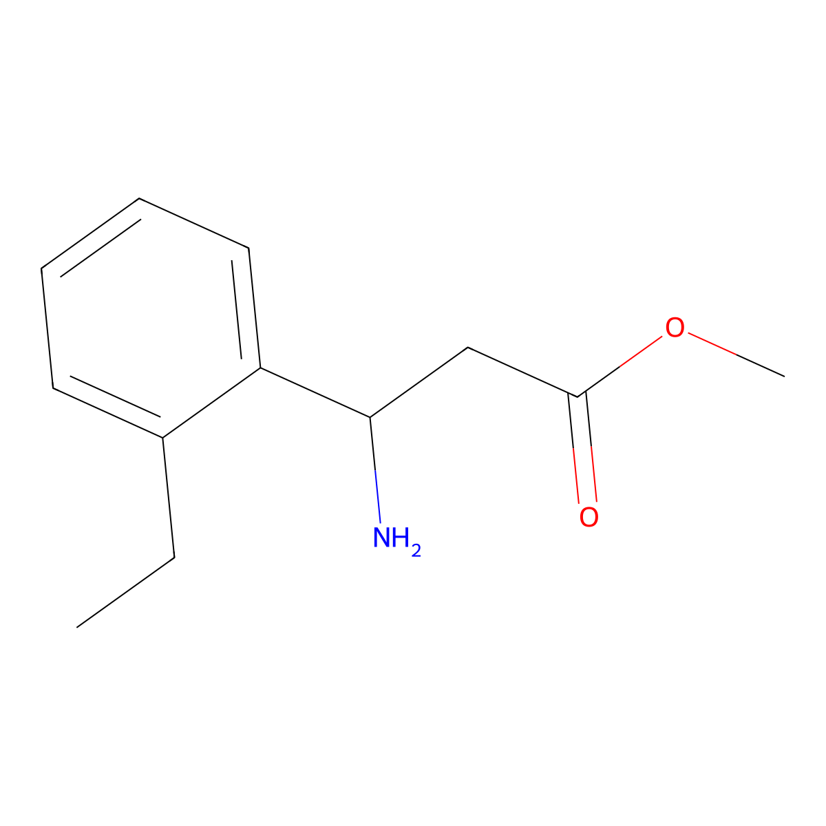 Methyl 3-amino-3-(2-ethylphenyl)propanoate molecular structure, CAS 1342608-61-0