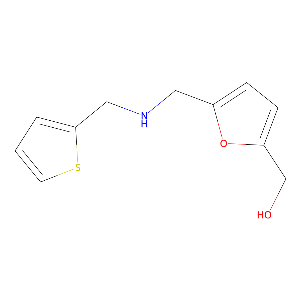 (5-(((Thiophen-2-ylmethyl)amino)methyl)furan-2-yl)methanol molecular structure, CAS 1342611-17-9