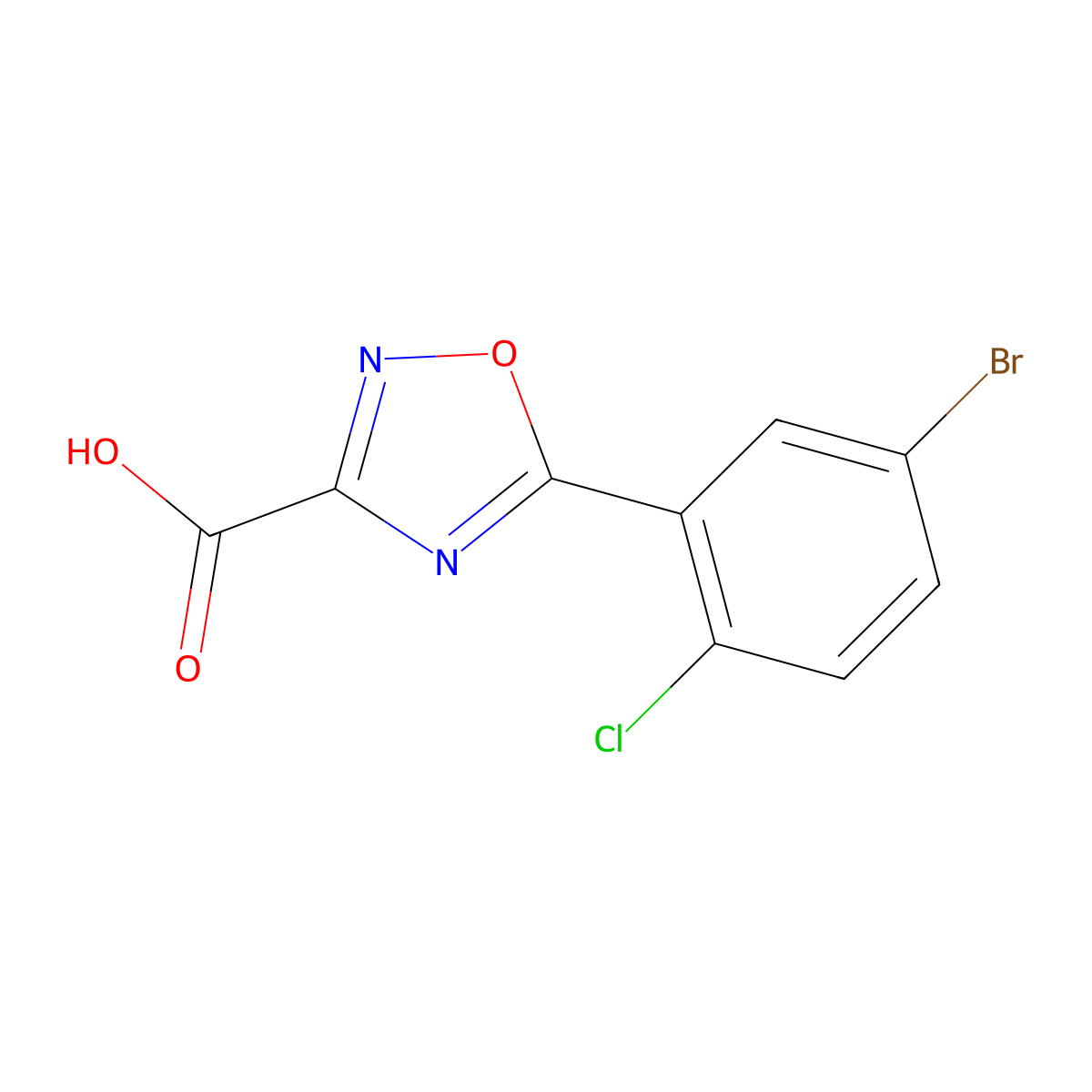5-(5-Bromo-2-chlorophenyl)-1,2,4-oxadiazole-3-carboxylic acid molecular structure, CAS 1342613-86-8
