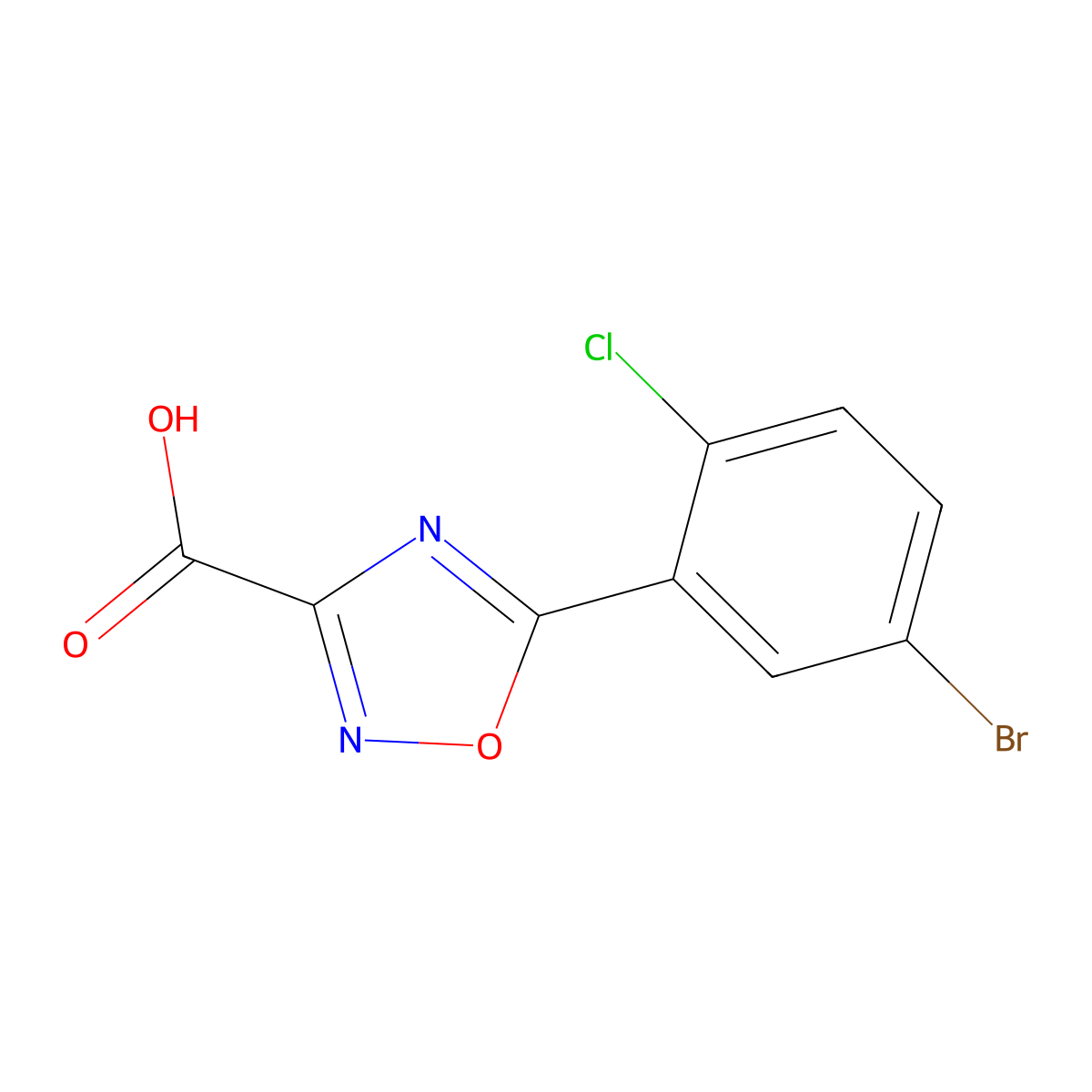 5-(5-Bromo-2-chlorophenyl)-1,2,4-oxadiazole-3-carboxylic acid molecular structure, CAS 1342613-86-8