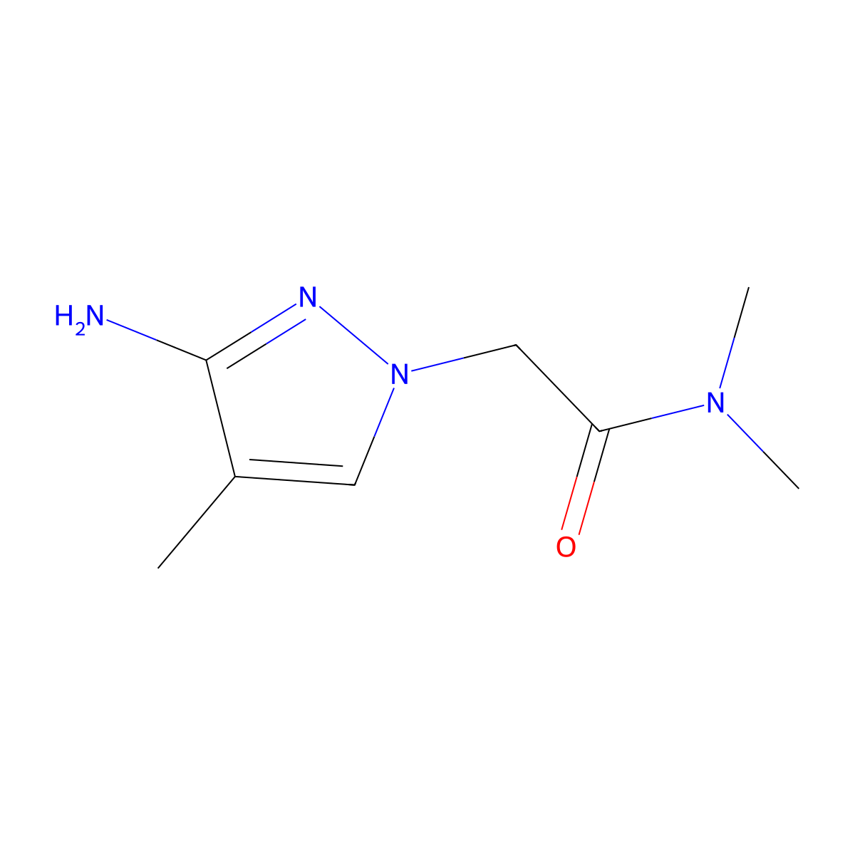 2-(3-amino-4-methyl-1H-pyrazol-1-yl)-N,N-dimethylacetamide molecular structure, CAS 1342614-59-8