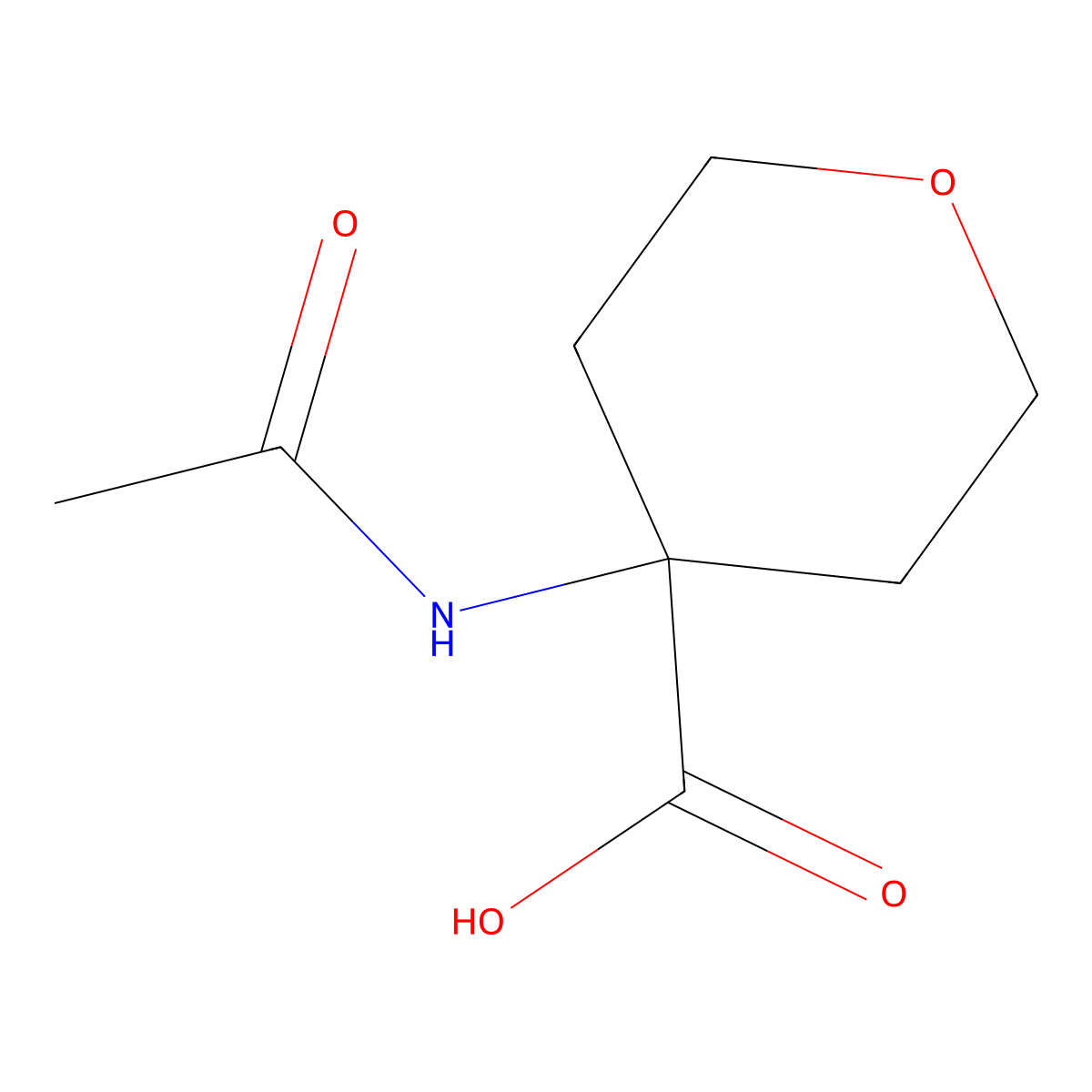 4-Acetamidooxane-4-carboxylic acid molecular structure, CAS 1342618-29-4