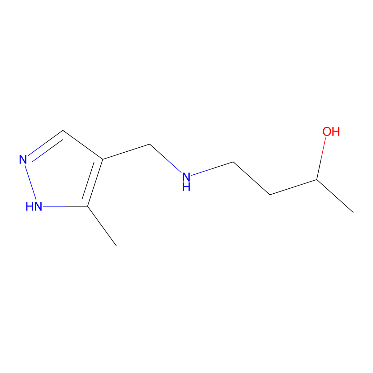4-{[(3-methyl-1H-pyrazol-4-yl)methyl]amino}butan-2-ol molecular structure, CAS 1342619-21-9