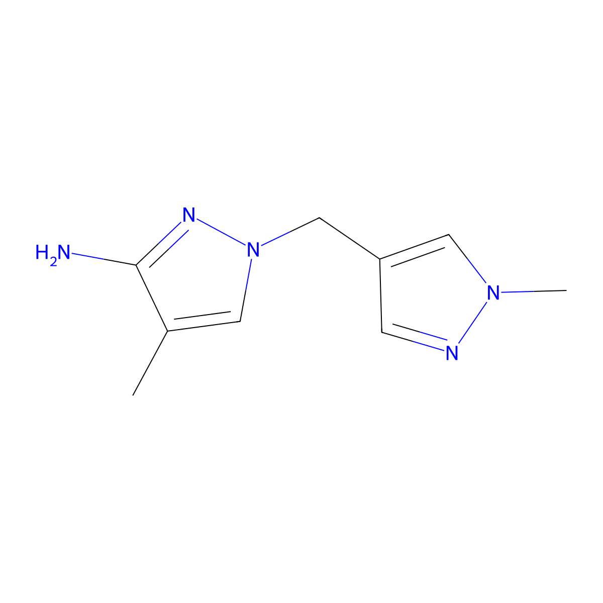 4-Methyl-1-[(1-methyl-1H-pyrazol-4-yl)methyl]-1H-pyrazol-3-amine molecular structure, CAS 1342619-61-7