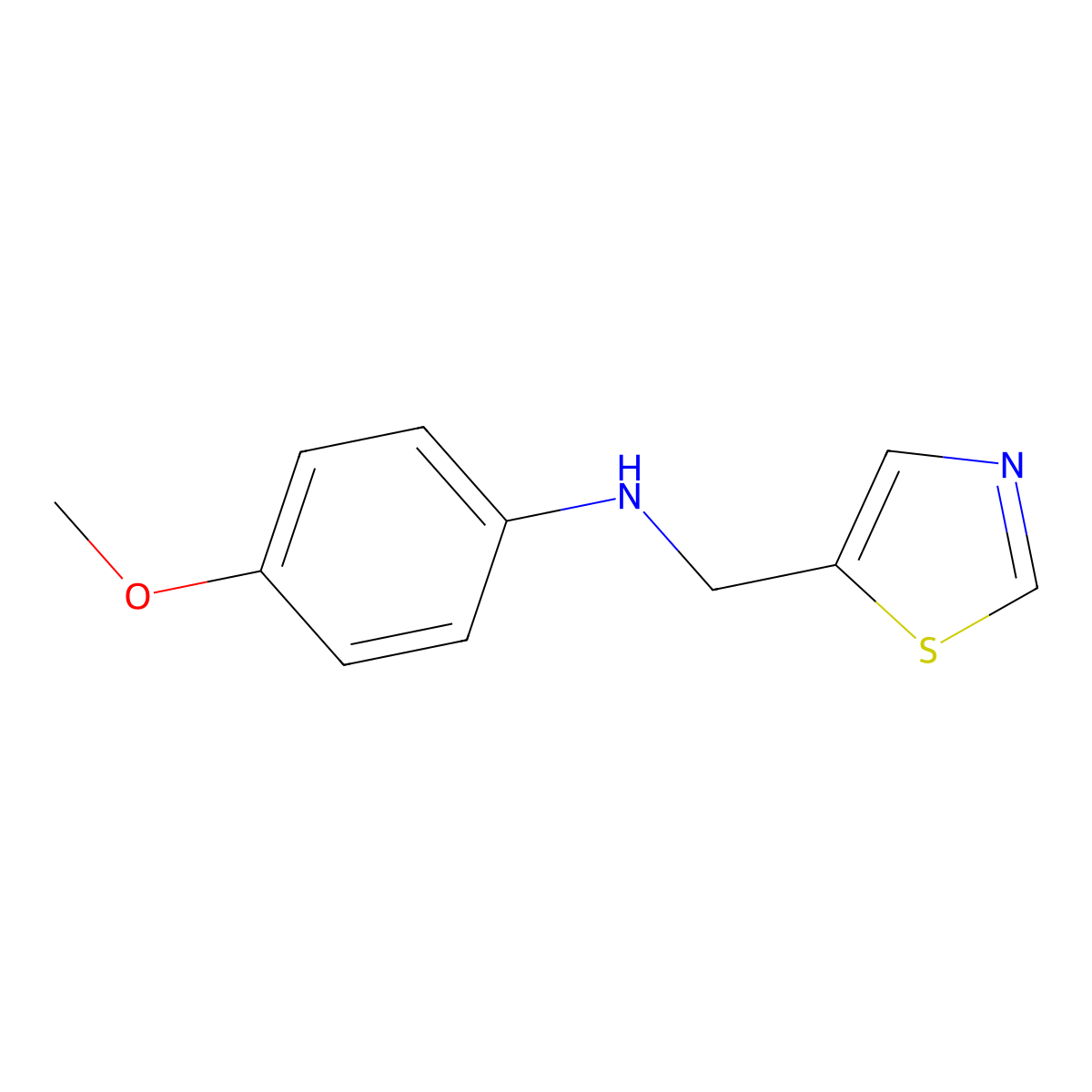 4-methoxy-N-[(1,3-thiazol-5-yl)methyl]aniline molecular structure, CAS 1342620-07-8