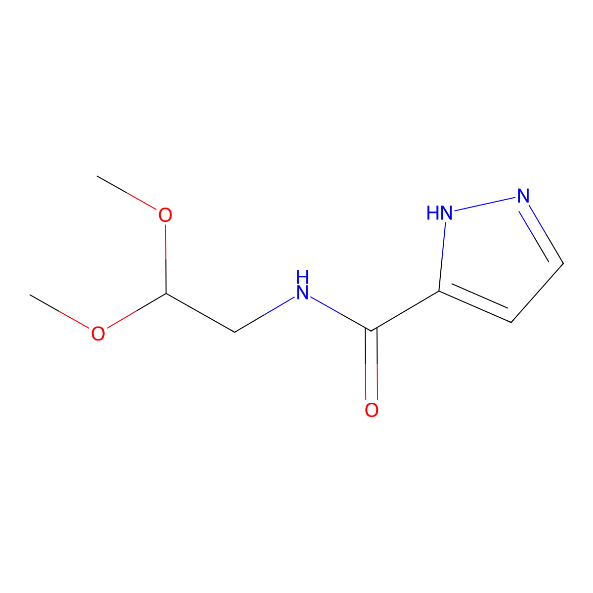 N-(2,2-dimethoxyethyl)-1H-pyrazole-5-carboxamide molecular structure, CAS 1342622-98-3