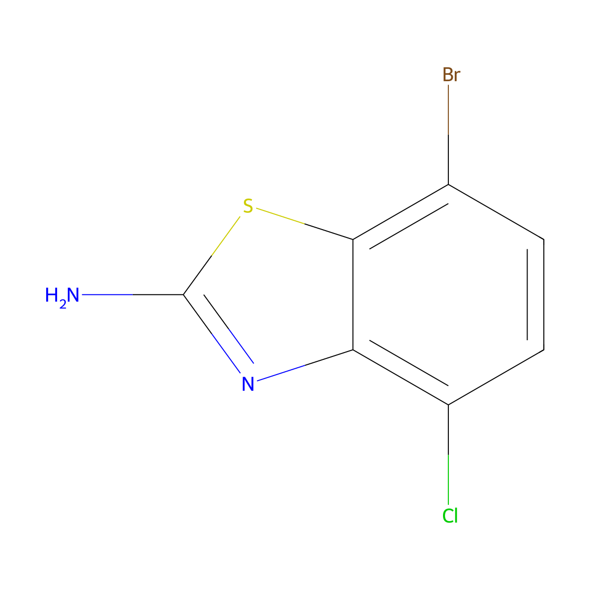 7-Bromo-4-chloro-1,3-benzothiazol-2-amine molecular structure, CAS 1342623-73-7