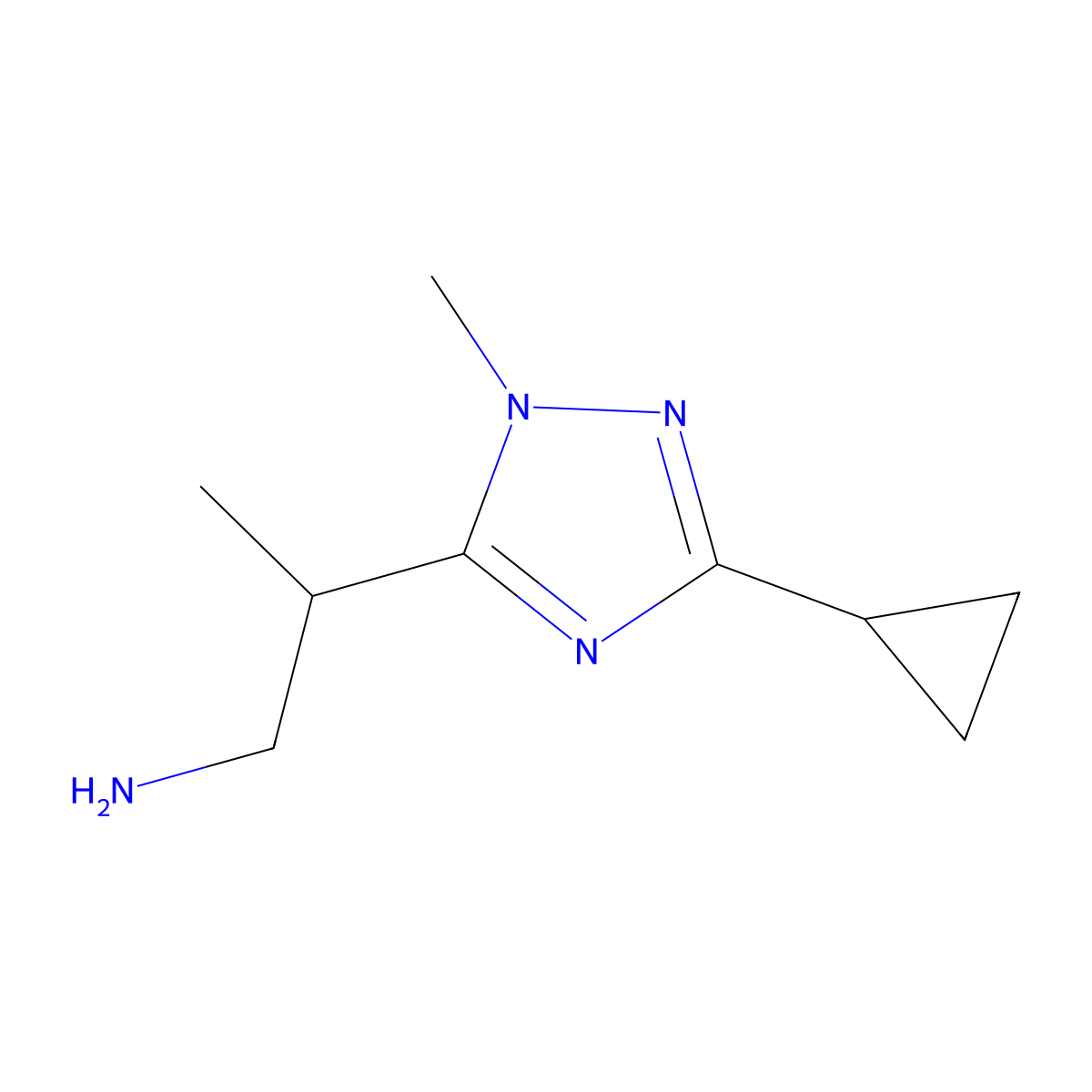 2-(3-Cyclopropyl-1-methyl-1h-1,2,4-triazol-5-yl)propan-1-amine molecular structure, CAS 1342627-04-6