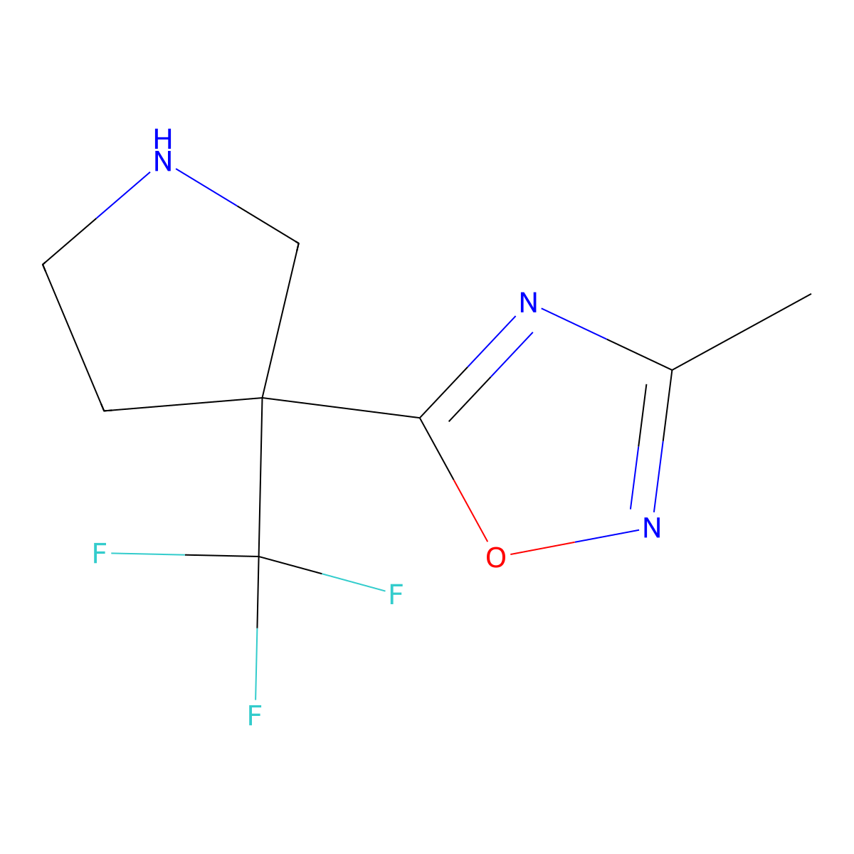 3-Methyl-5-[3-(trifluoromethyl)pyrrolidin-3-yl]-1,2,4-oxadiazole molecular structure, CAS 1342629-58-6