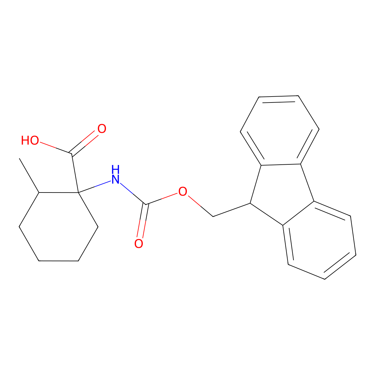 1-((((9H-fluoren-9-yl)methoxy)carbonyl)amino)-2-methylcyclohexane-1-carboxylic acid molecular structure, CAS 1342631-07-5