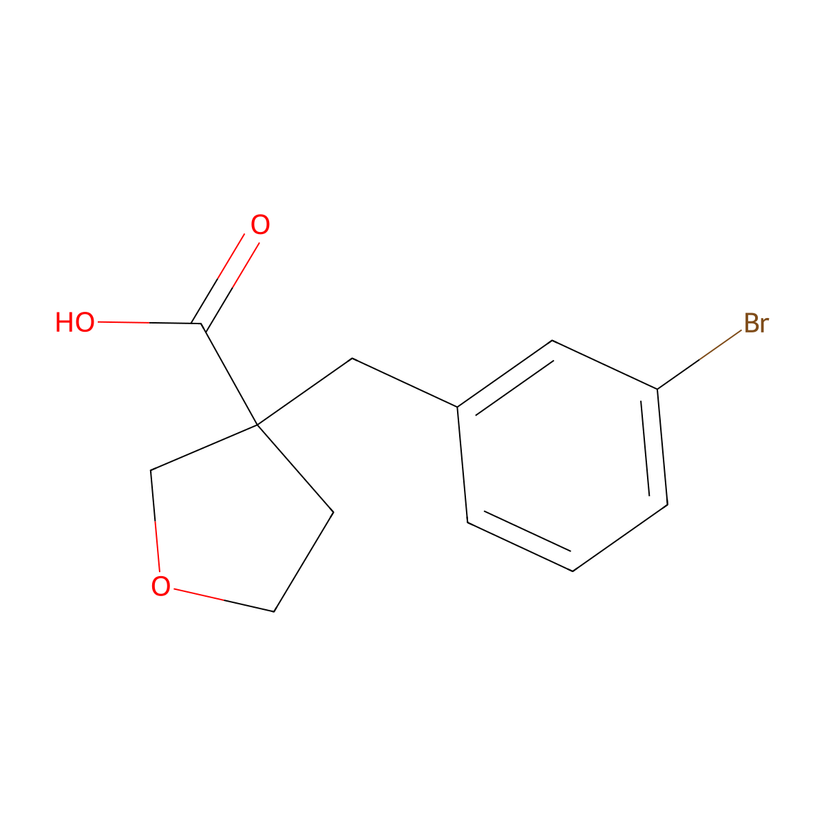 3-[(3-Bromophenyl)methyl]oxolane-3-carboxylic acid molecular structure, CAS 1342633-06-0