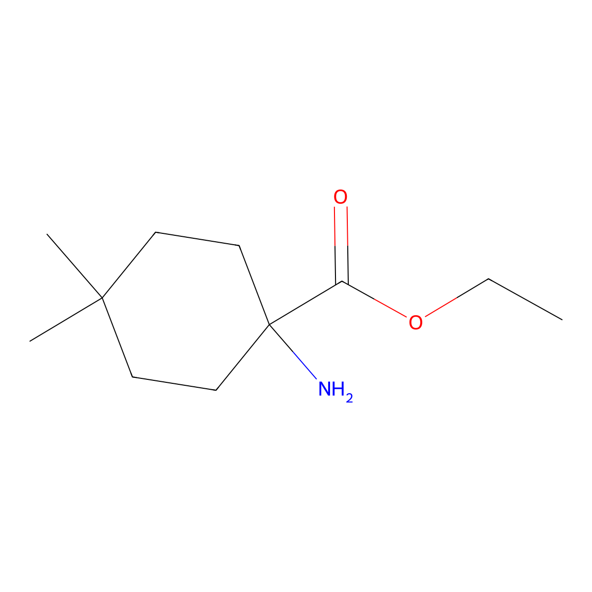 Ethyl 1-amino-4,4-dimethylcyclohexane-1-carboxylate molecular structure, CAS 1342635-84-0