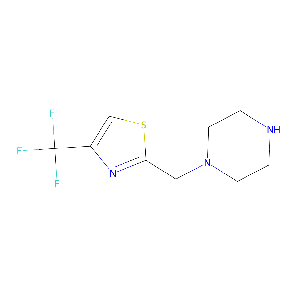 2-(Piperazin-1-ylmethyl)-4-(trifluoromethyl)thiazole molecular structure, CAS 1342639-02-4