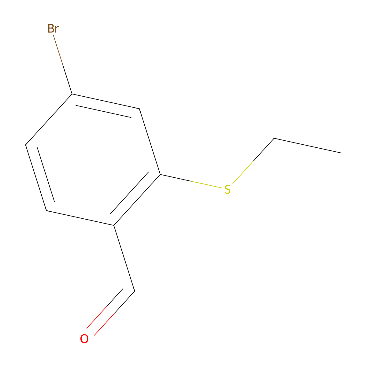 4-Bromo-2-(ethylsulfanyl)benzaldehyde molecular structure, CAS 1342646-67-6