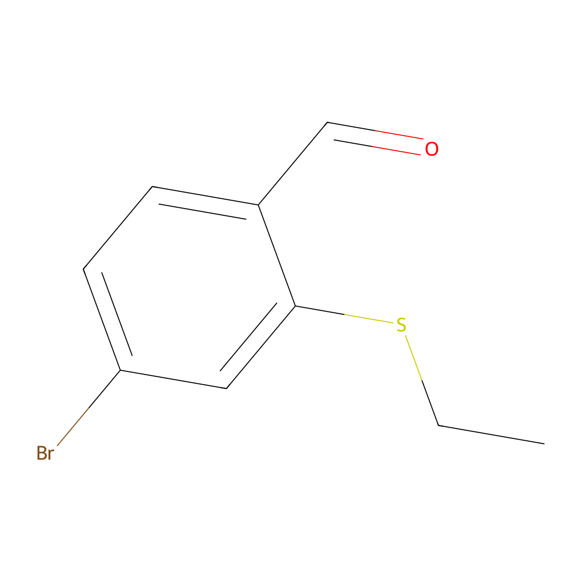 4-Bromo-2-(ethylsulfanyl)benzaldehyde molecular structure, CAS 1342646-67-6