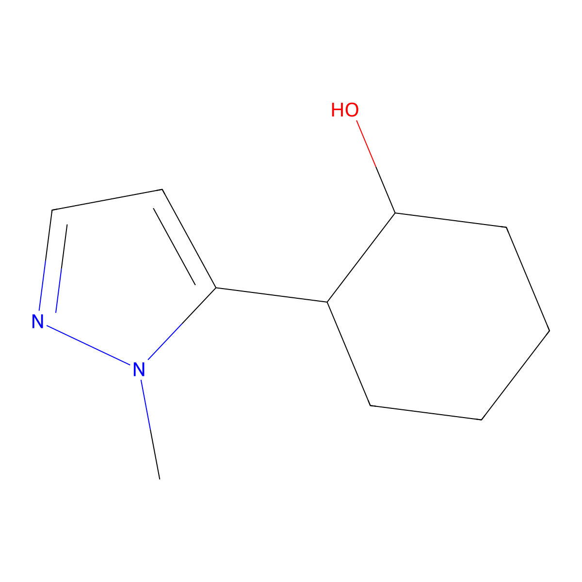 2-(1-methyl-1H-pyrazol-5-yl)cyclohexan-1-ol molecular structure, CAS 1342648-38-7