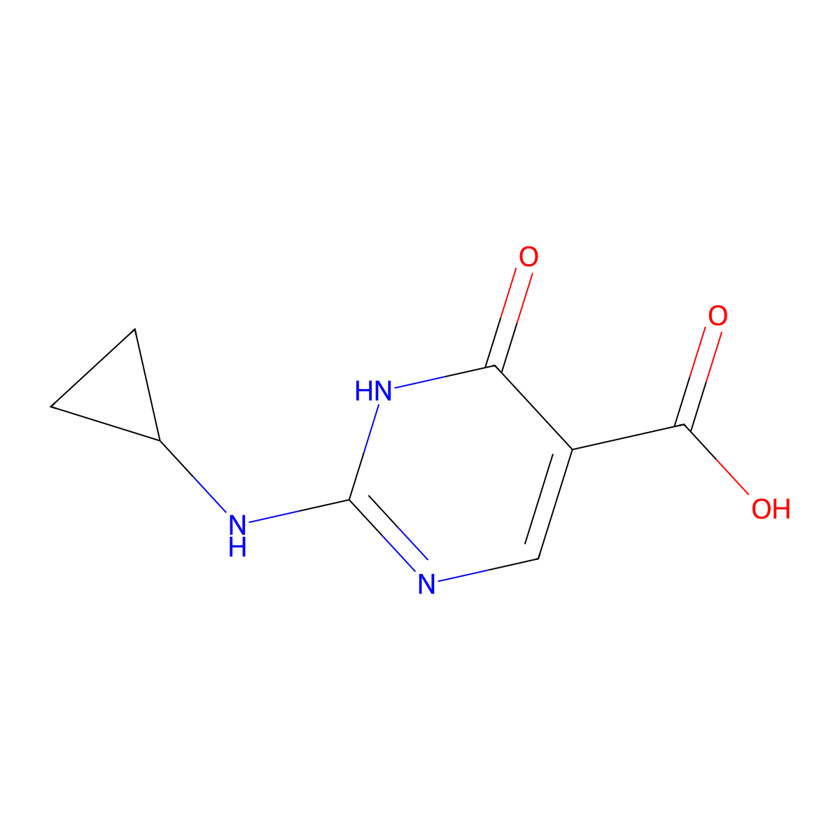 2-(Cyclopropylamino)-6-oxo-1,6-dihydropyrimidine-5-carboxylic acid molecular structure, CAS 1342648-67-2
