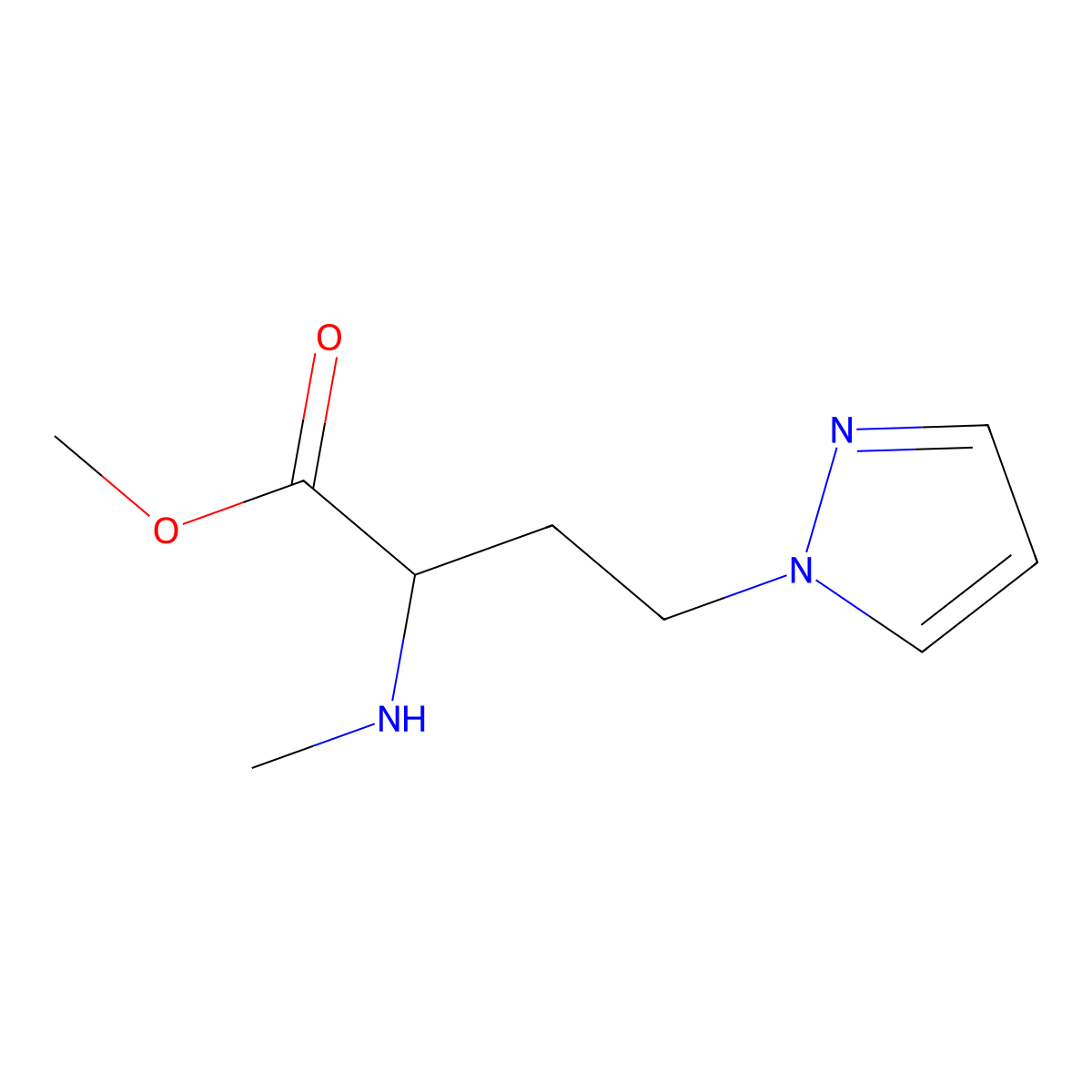 Methyl 2-(methylamino)-4-(1h-pyrazol-1-yl)butanoate molecular structure, CAS 1342649-13-1