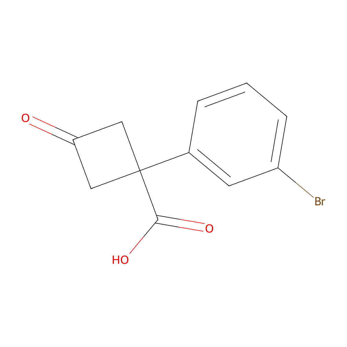 1-(3-Bromophenyl)-3-oxocyclobutane-1-carboxylic acid molecular structure, CAS 1342653-06-8