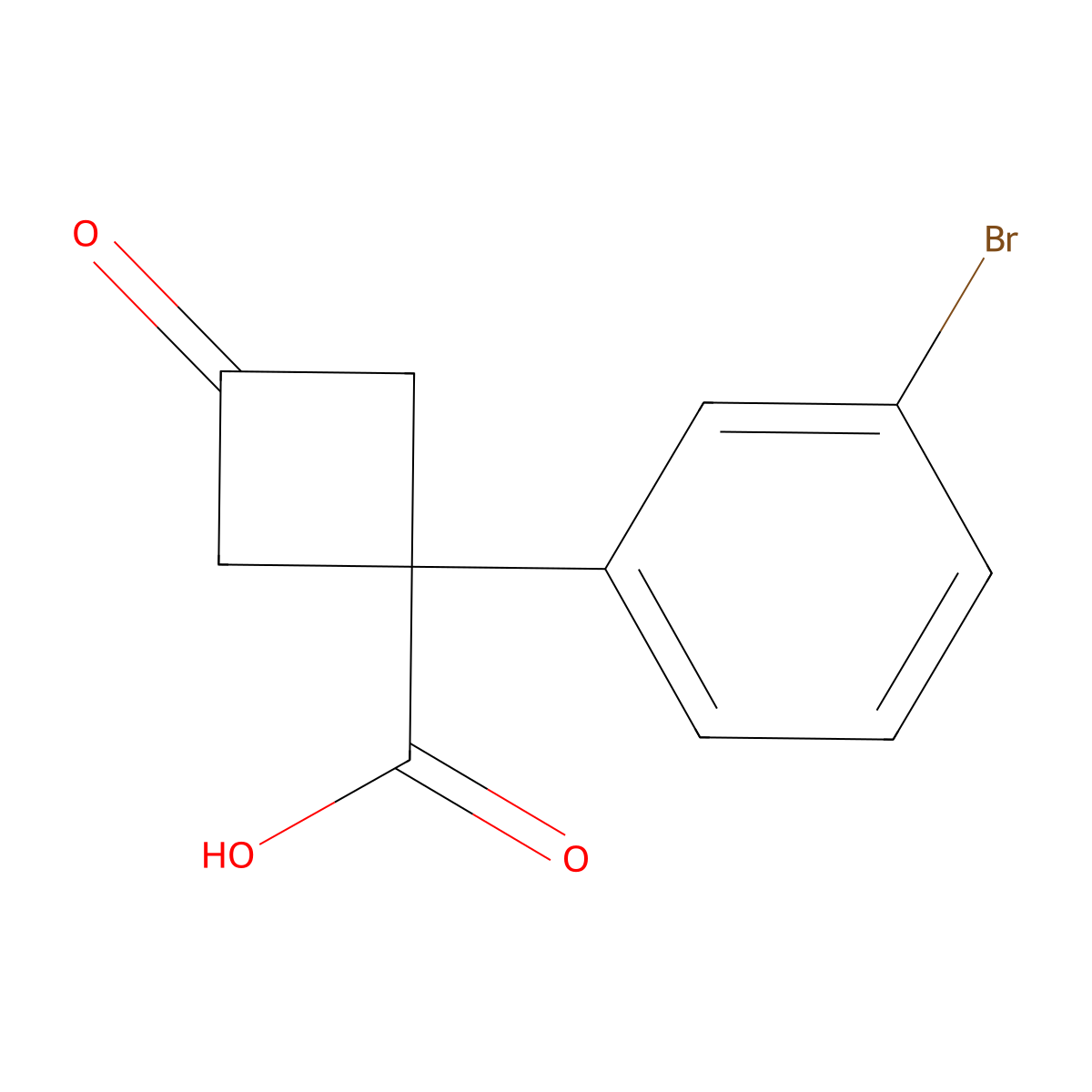 1-(3-Bromophenyl)-3-oxocyclobutane-1-carboxylic acid molecular structure, CAS 1342653-06-8