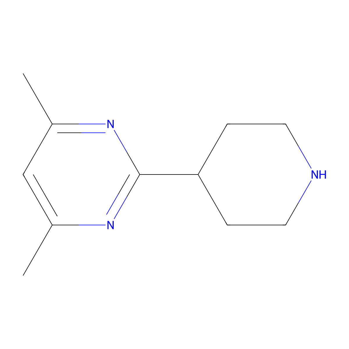 4,6-Dimethyl-2-(piperidin-4-yl)pyrimidine molecular structure, CAS 1342653-54-6