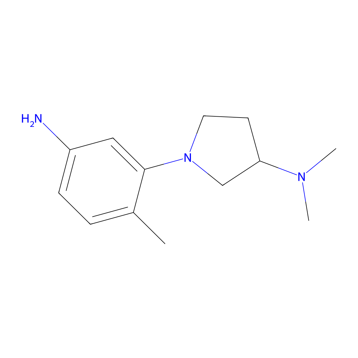 1-(5-amino-2-methylphenyl)-N,N-dimethylpyrrolidin-3-amine molecular structure, CAS 1342655-02-0