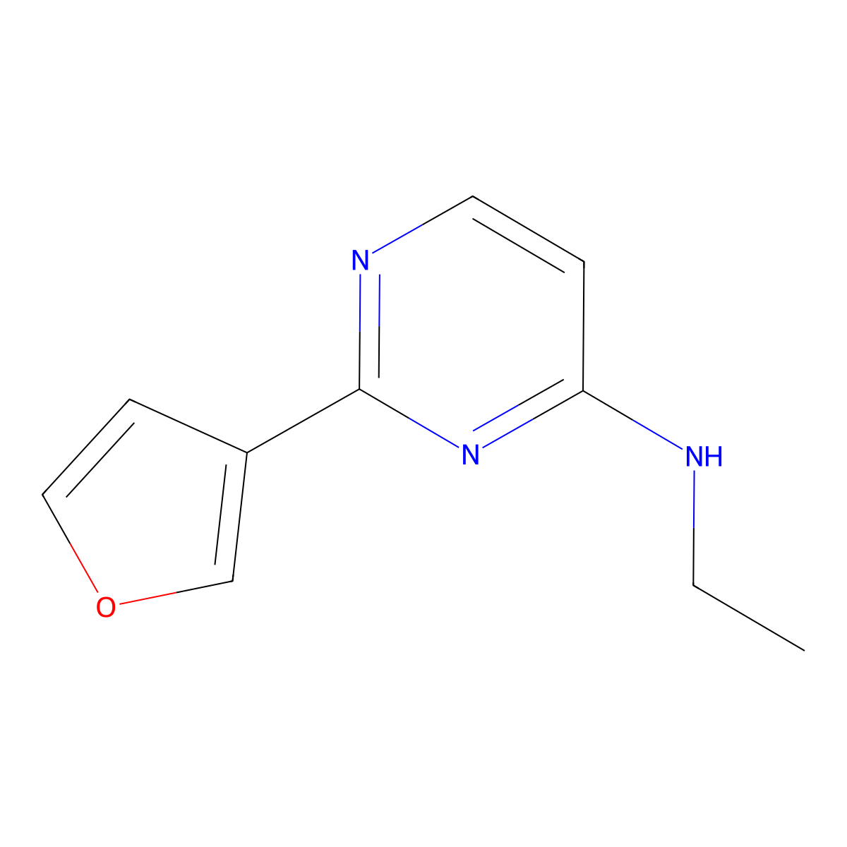 N-ethyl-2-(furan-3-yl)pyrimidin-4-amine molecular structure, CAS 1342656-60-3
