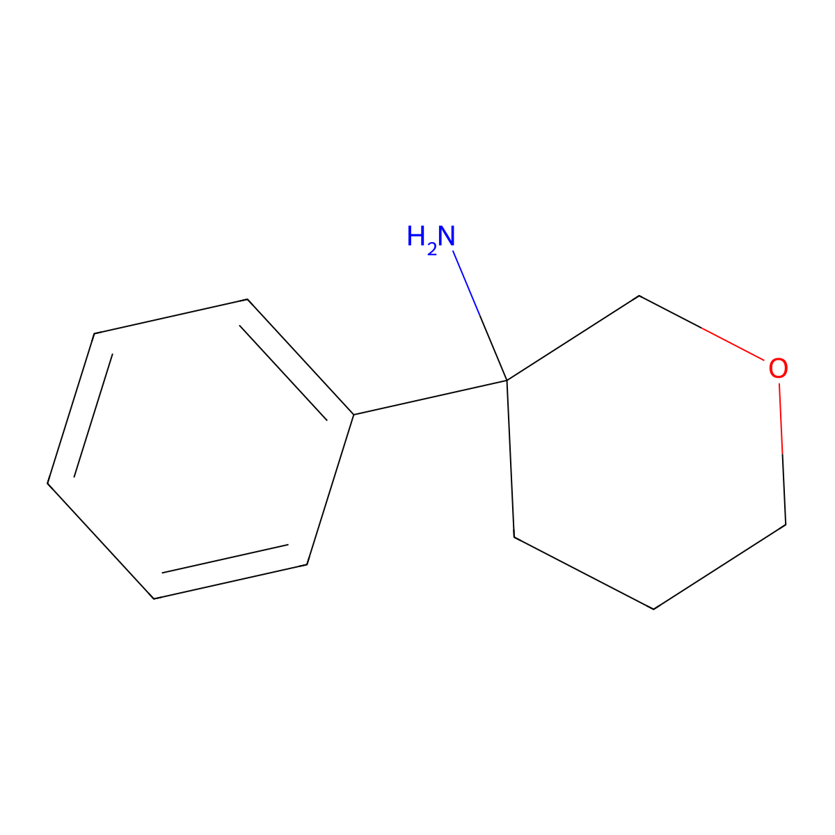 3-Phenyltetrahydro-2H-pyran-3-amine molecular structure, CAS 1342659-60-2