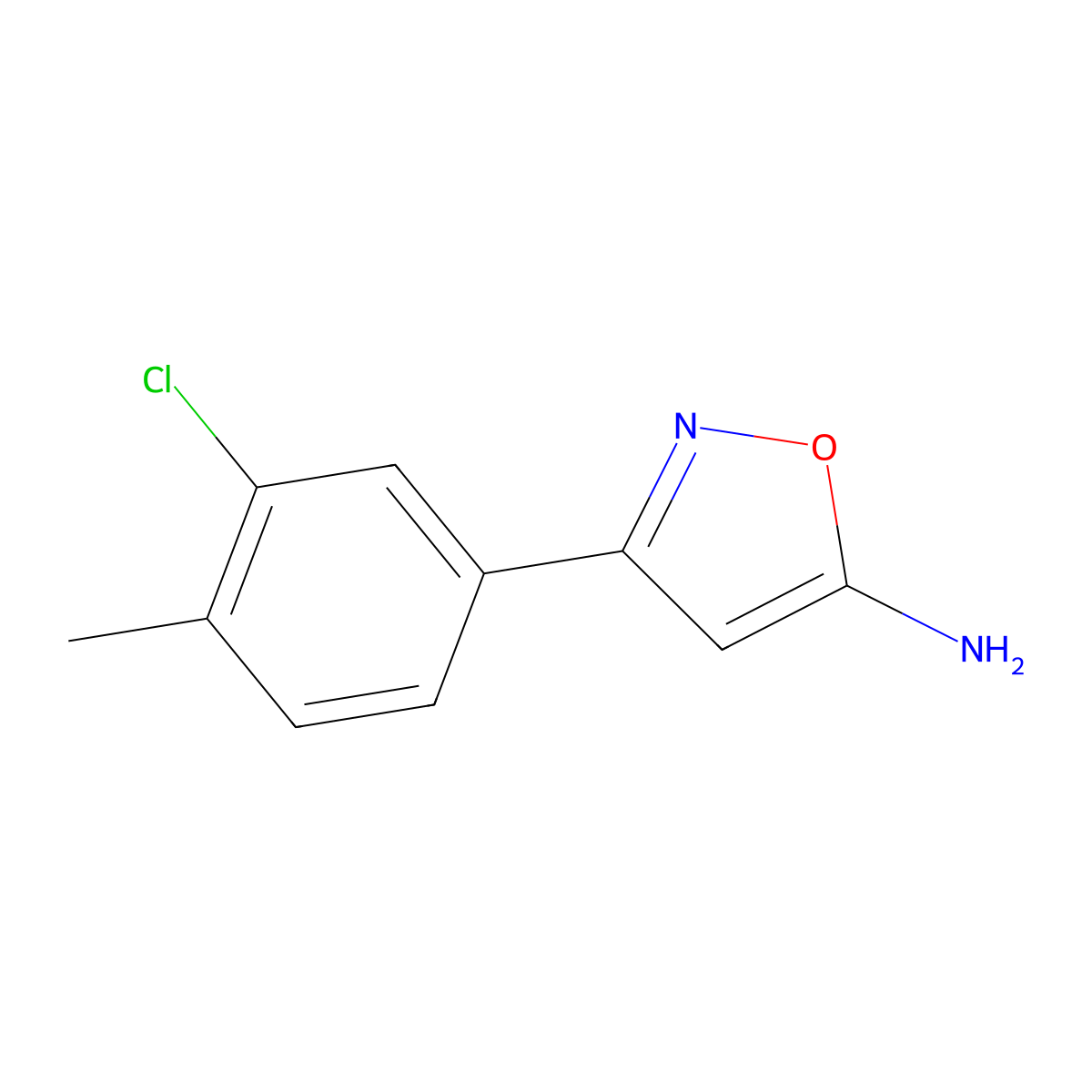 3-(3-Chloro-4-methylphenyl)isoxazol-5-amine molecular structure, CAS 1342662-70-7