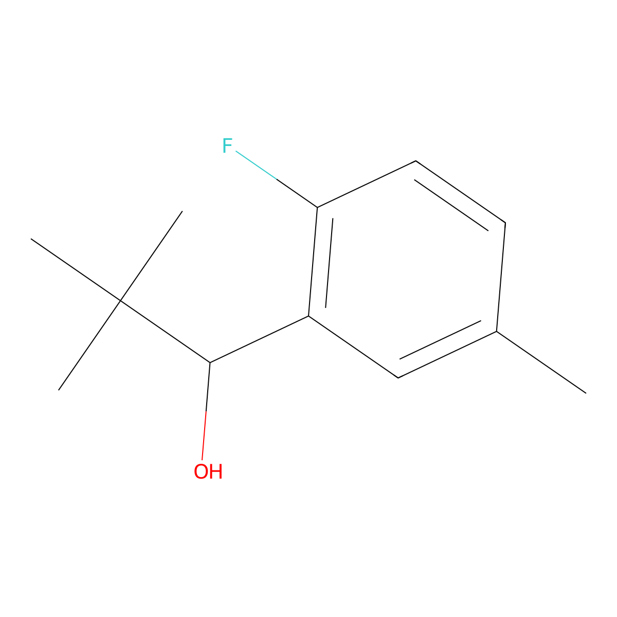 1-(2-Fluoro-5-methylphenyl)-2,2-dimethylpropan-1-ol molecular structure, CAS 1342662-86-5