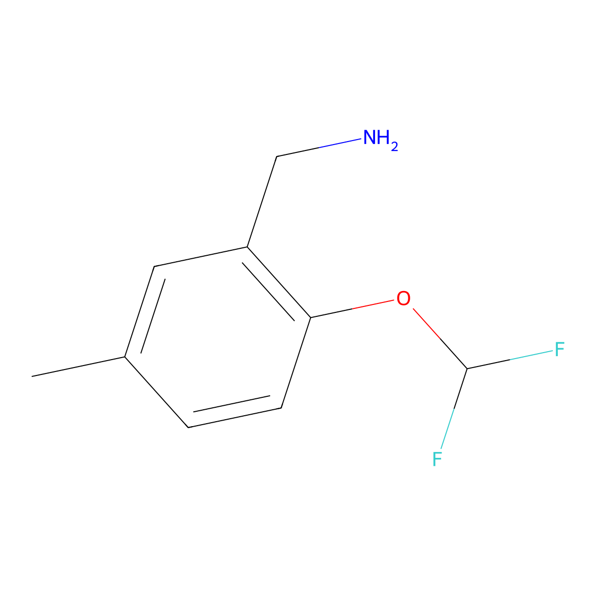 (2-(Difluoromethoxy)-5-methylphenyl)methanamine molecular structure, CAS 1342663-20-0
