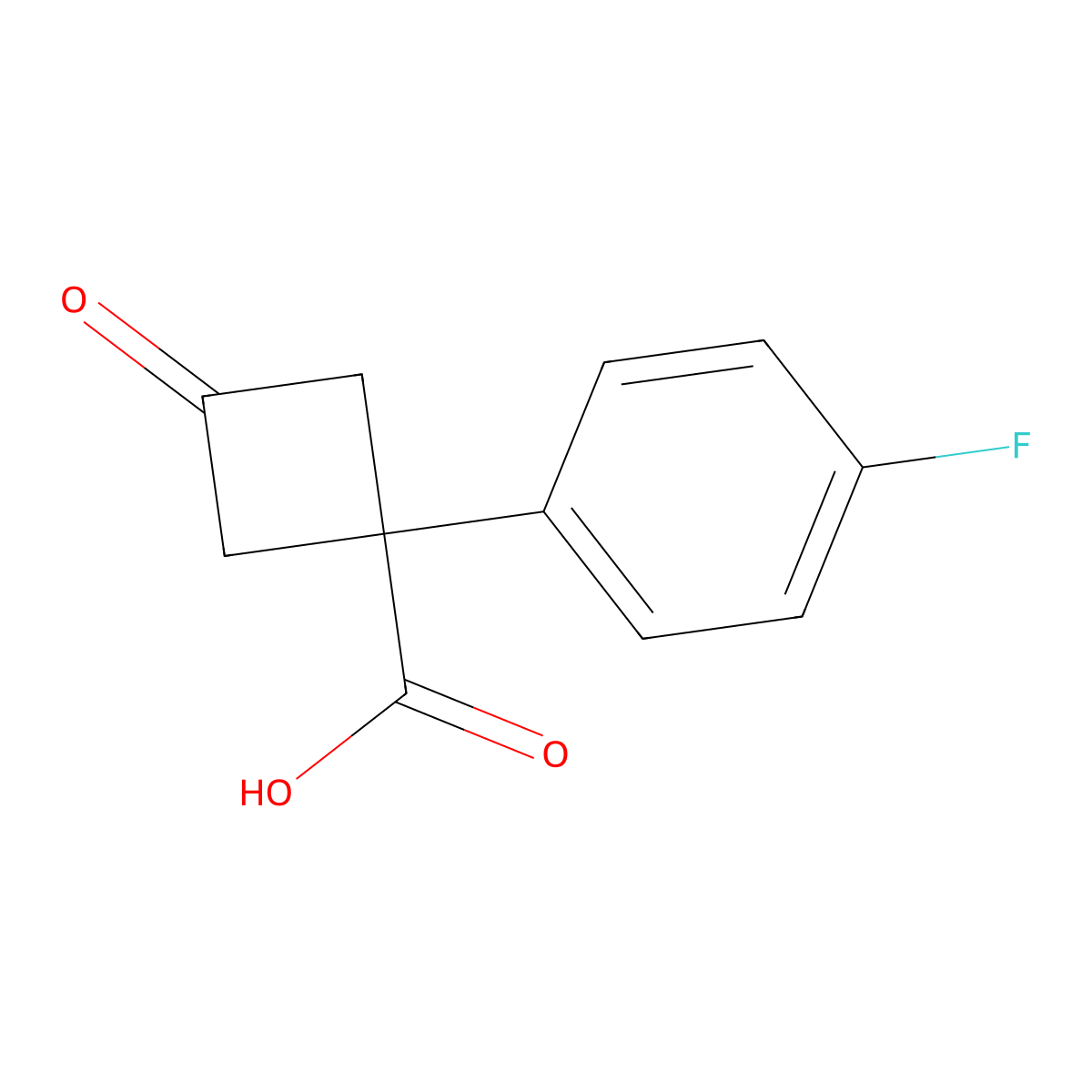 1-(4-Fluorophenyl)-3-oxocyclobutane-1-carboxylic acid molecular structure, CAS 1342663-87-9