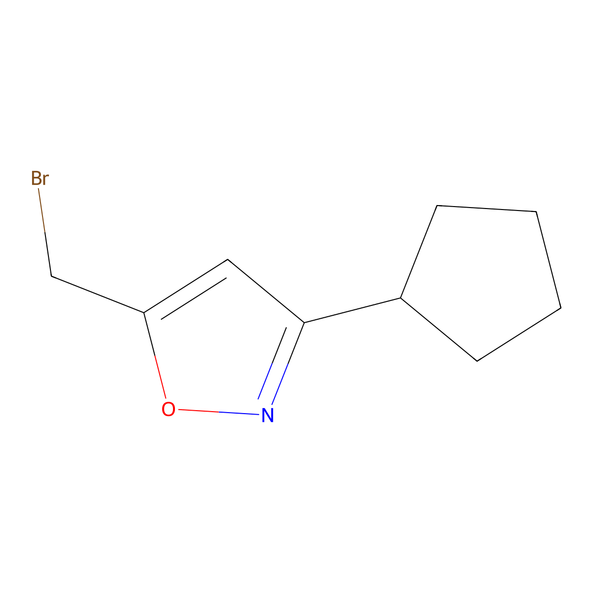 5-(Bromomethyl)-3-cyclopentyl-1,2-oxazole molecular structure, CAS 1342665-49-9